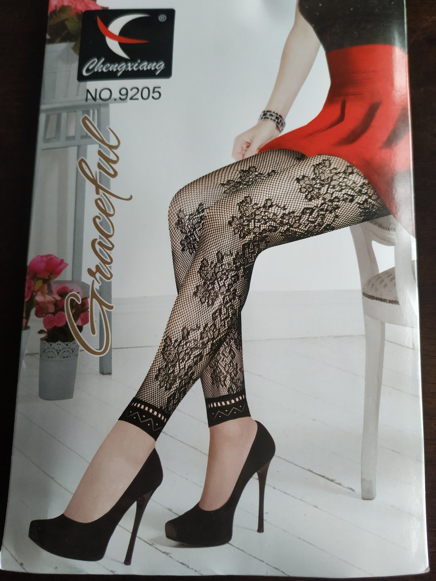 Floral Design Fishnet Leggings Black One Size Footloose