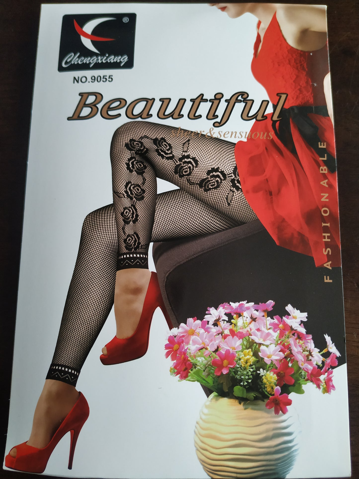 Roses Design Outside Leg Fishnet Leggings Black One Size Footloose