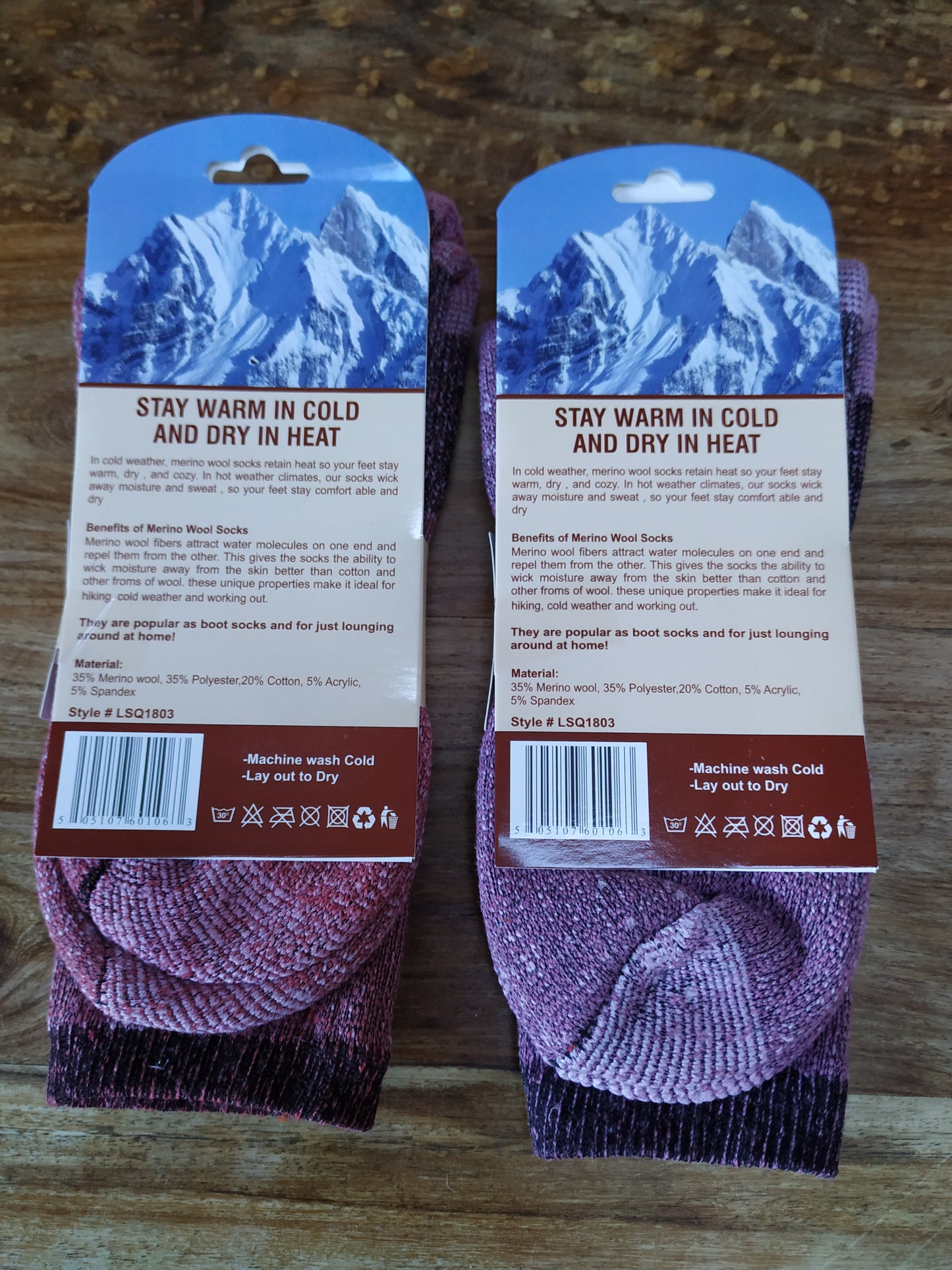 Ladies Merino Wool Blend Boots Socks 1 Pair Size 4-7 Pink Purple