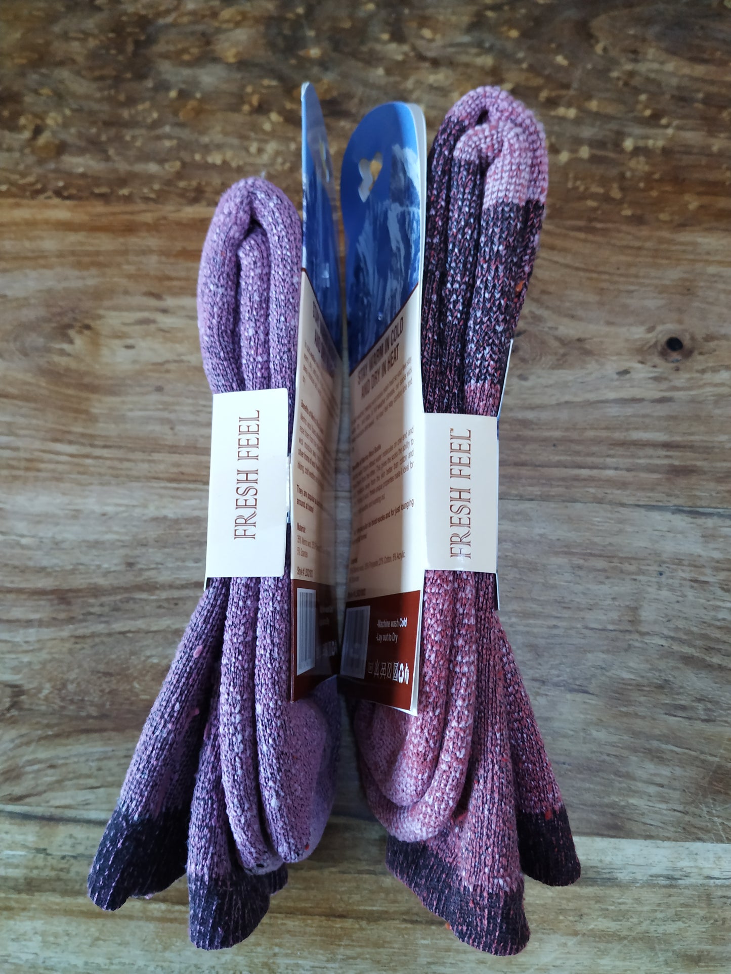 Ladies Merino Wool Blend Boots Socks 1 Pair Size 4-7 Pink Purple