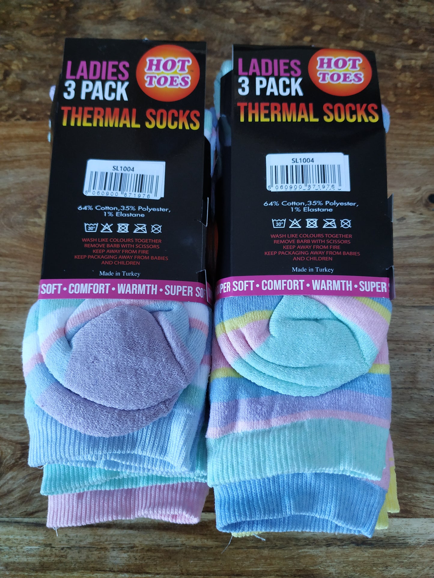 Ladies Thermal Socks 3 Pairs Pastel Colours 6 Pairs 6 Designs Size 4-7