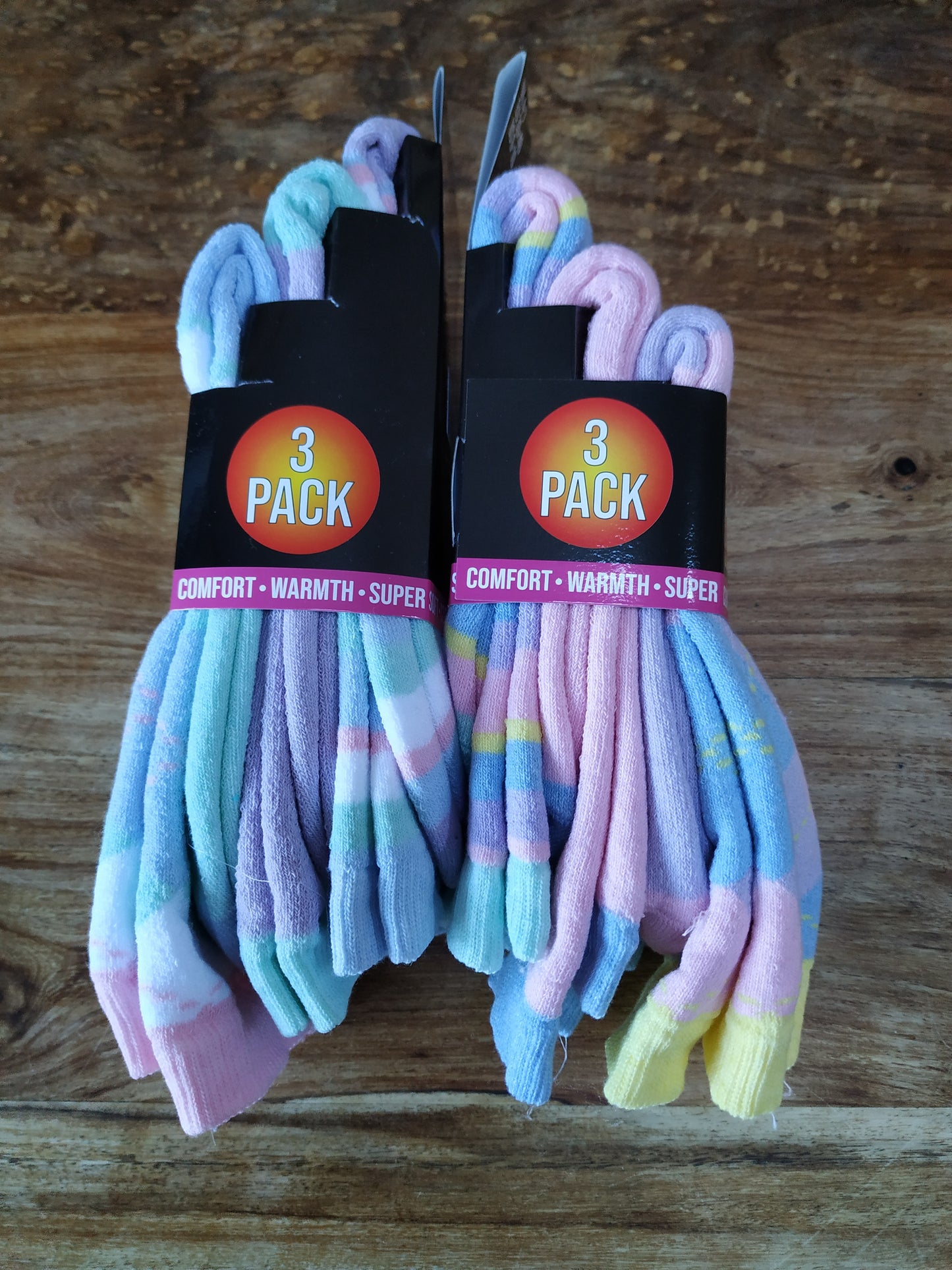 Ladies Thermal Socks 3 Pairs Pastel Colours 6 Pairs 6 Designs Size 4-7
