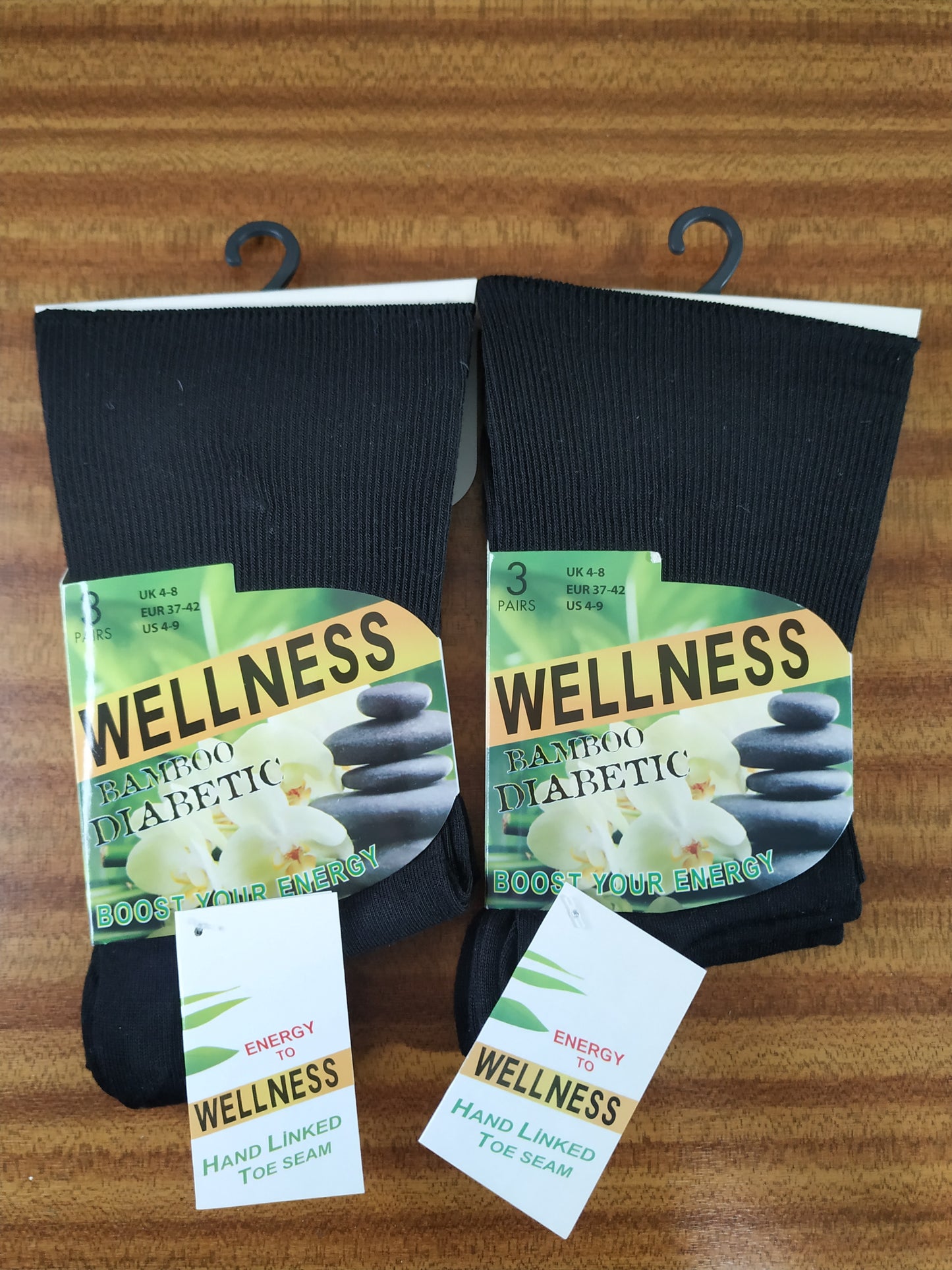 Ladies Bamboo Breathable Soft Summer Diabetic Socks Black 6 Pairs Size 4-8