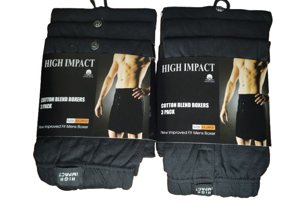 Extra Extra Large Boxer Shorts Front Button Fly 6 Pack Black