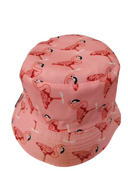 Flamingo Light Pink Bucket Hat Reversible Unisex One size 100% Cotton Party Festival Travel Promotion Hat