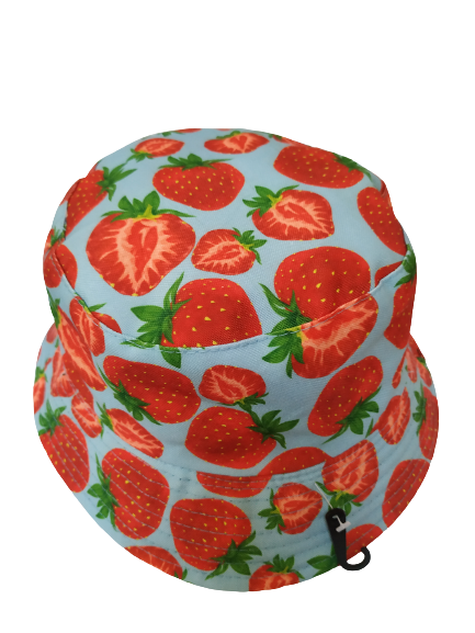 Strawberry blue Bucket Hat Reversible Unisex One size 100% Cotton Party Festival Travel Promotion Hat