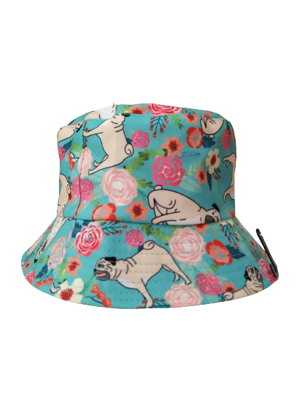 Dog Rose Teal Bucket hat reversible Unisex One size 100% Cotton Party Festival Travel Promotion Hat