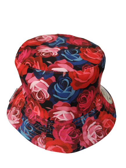 Roses Bucket Hat Reversible Unisex One size 100% Cotton Party Festival Travel Promotion Hat