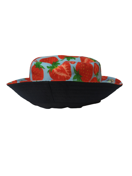 Strawberry blue Bucket Hat Reversible Unisex One size 100% Cotton Party Festival Travel Promotion Hat