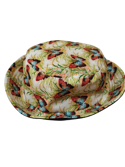 Butterfly Grass White Bucket hat reversible Unisex One size 100% Cotton Party Festival Hat