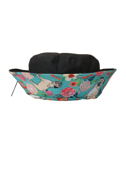 Dog Rose Teal Bucket hat reversible Unisex One size 100% Cotton Party Festival Travel Promotion Hat