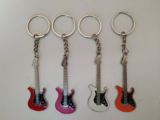 Electric Guitars Red Orange pink White Keyrings keychains
