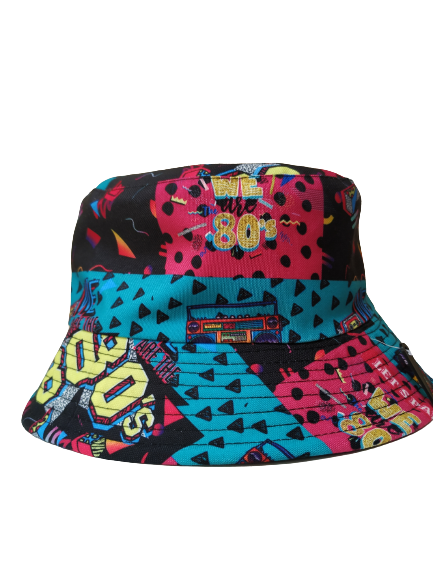 80s Lets Party Bucket Hat Reversible Unisex One size 100% Cotton Party Festival Travel Promotion Hat