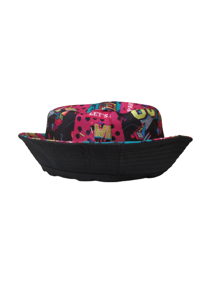 80s Lets Party Bucket Hat Reversible Unisex One size 100% Cotton Party Festival Travel Promotion Hat