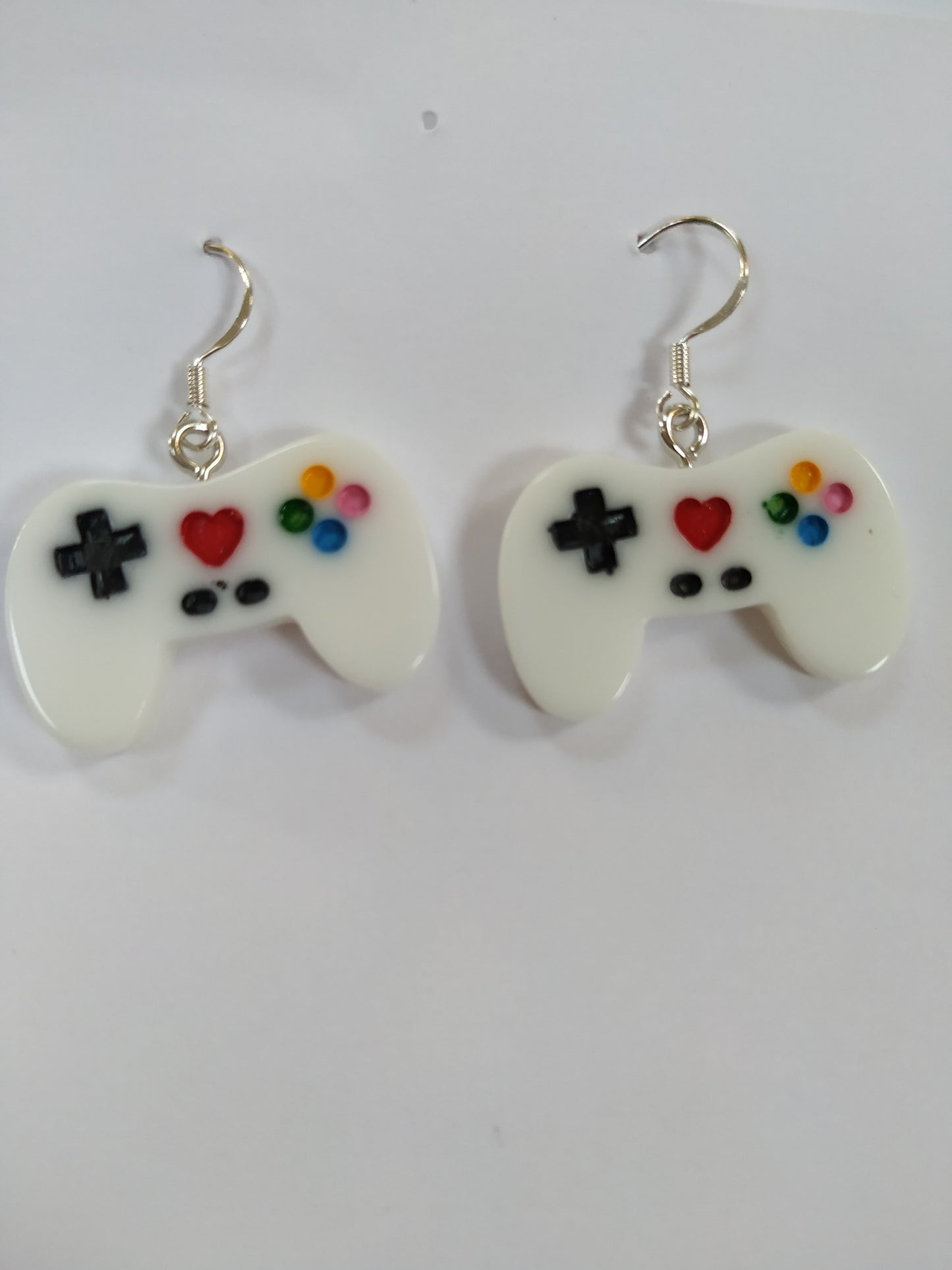 White Games Console Controller Earrings Stamped S925 Silver Plated Hooks Novelty Party Design