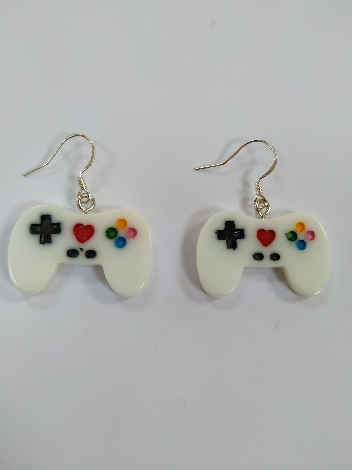 White Games Console Controller Earrings Stamped S925 Silver Plated Hooks Novelty Party Design