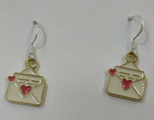 Love Letter Earrings Stamped S925 Silver Plated Hooks Novelty Party Design