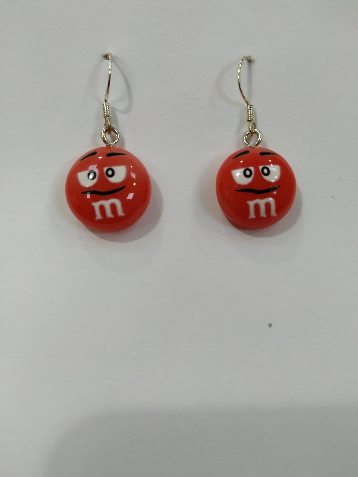 Red M&ms Earrings 925 Silver Plated Hooks Novelty Party Design