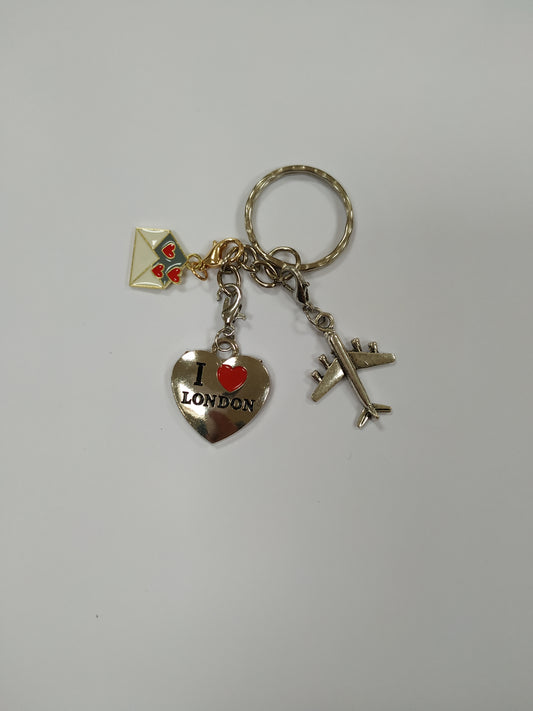 Love letter I love London heart holiday plane travel Keyring keychain