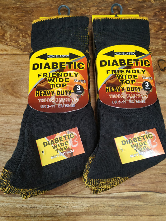 Men Diabetic Wide Top Socks Heavy Duty 6 Pairs Size 6-11