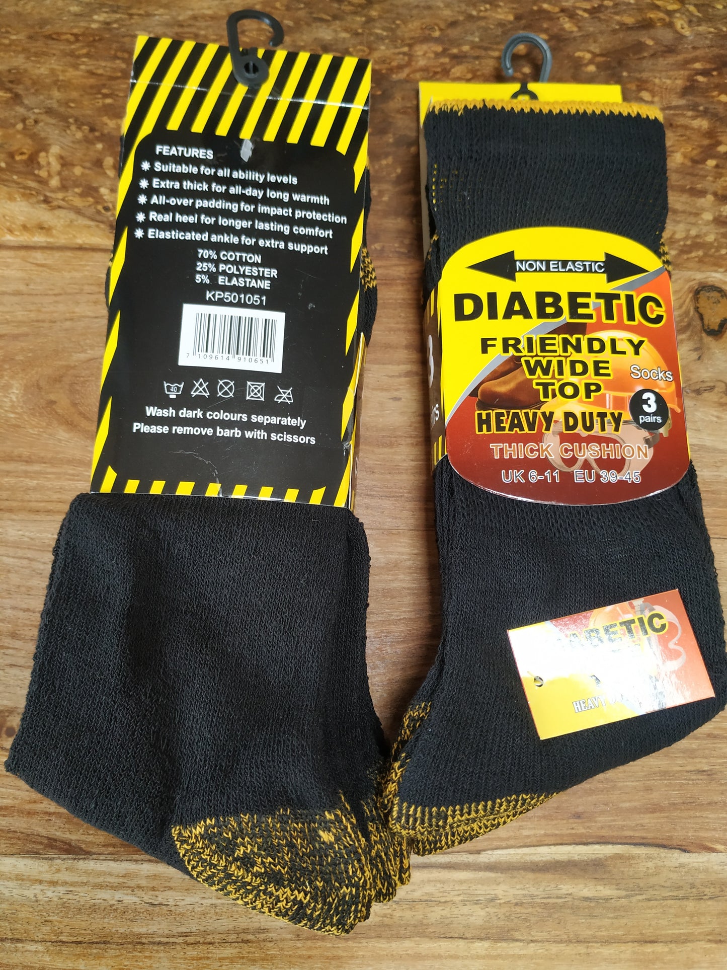 Men Diabetic Wide Top Socks Heavy Duty 6 Pairs Size 6-11