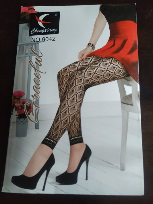 Diamond Design Retro Style Fishnet Leggings Black One Size