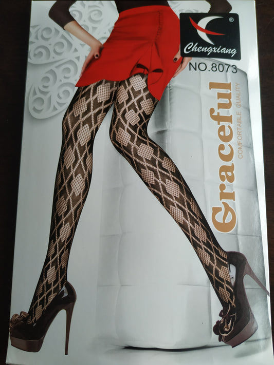 Chained Diamonds Fishnet Tights  Black One Size