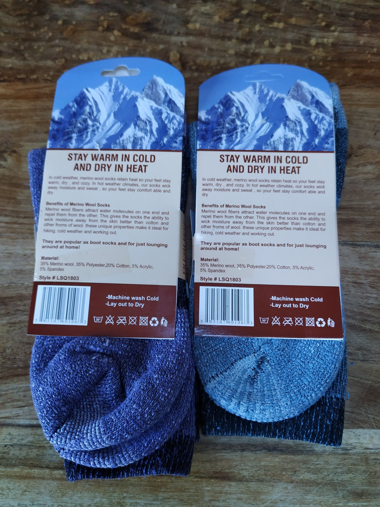 Ladies Merino Wool Blend Boots Socks 1 Pair Size 4-7 Blue Purple