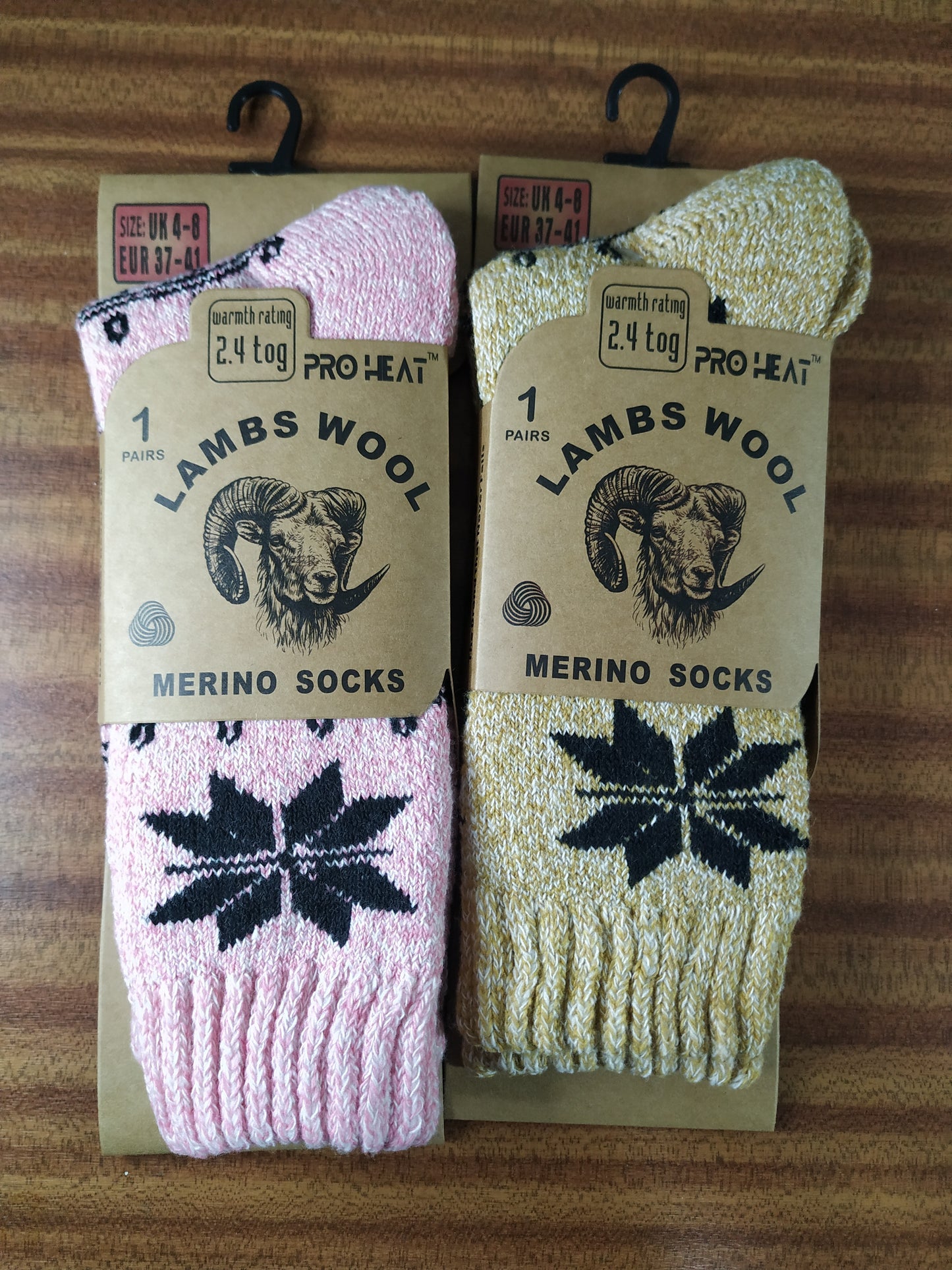 Ladies Merino Lambs Wool Blend Socks 2 Pairs Size 4-8 Pink Beige