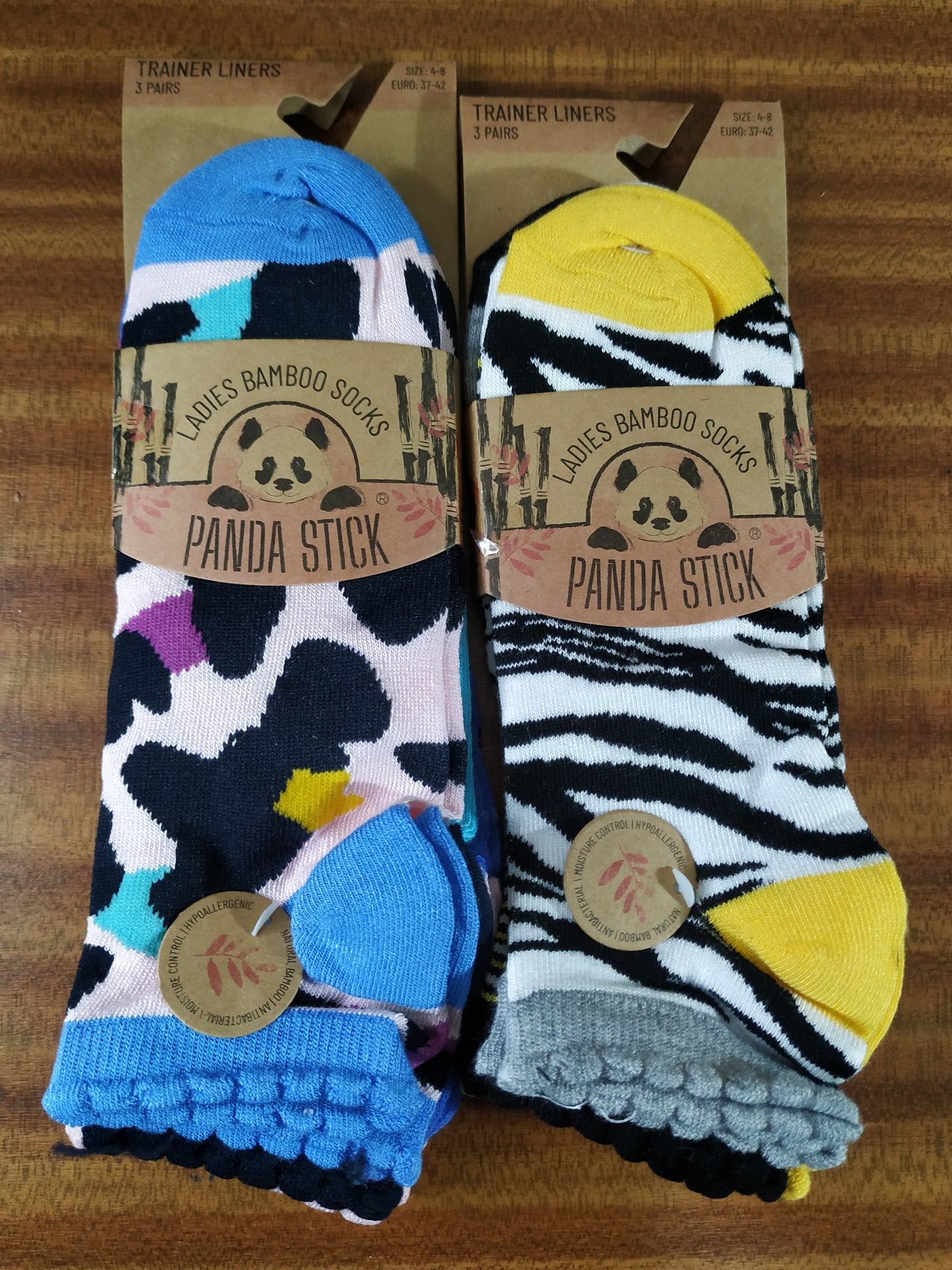 Ladies Bamboo Breathable Soft Trainer Socks 6 Pairs Size 4-8 Animal Print