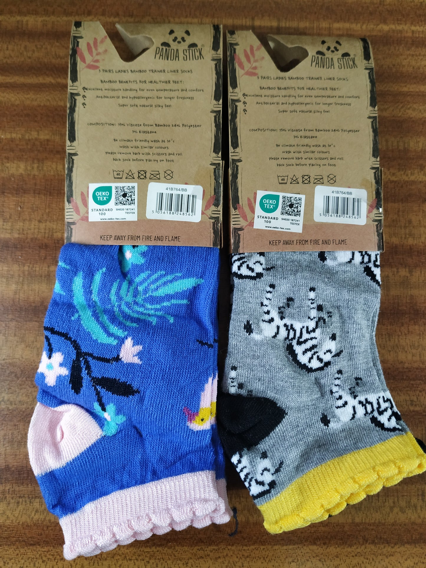 Ladies Bamboo Breathable Soft Trainer Socks 6 Pairs Size 4-8 Animal Print