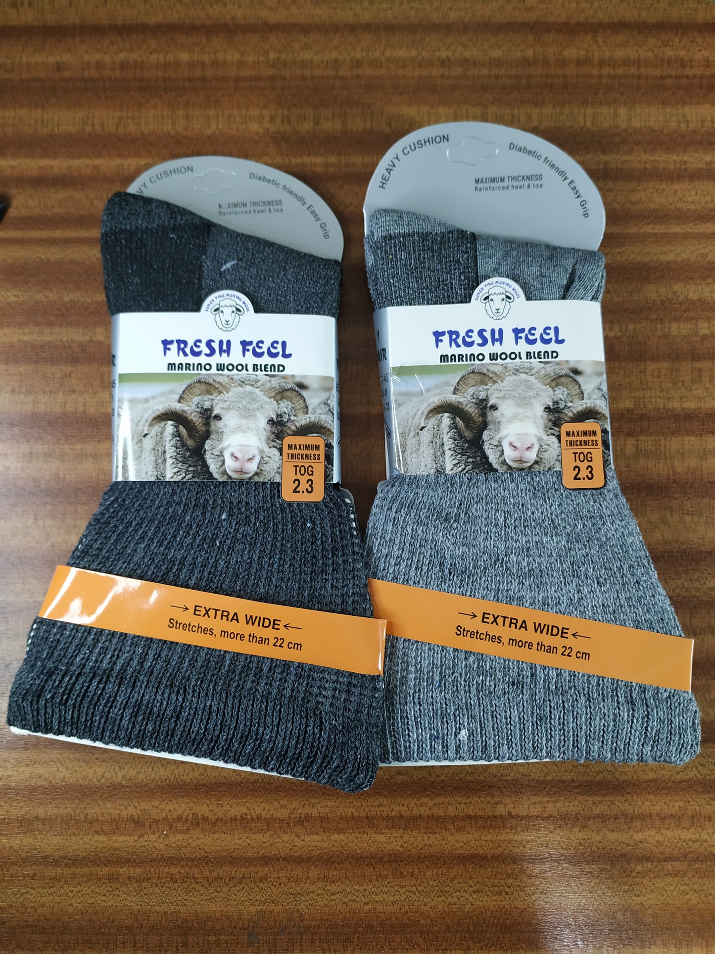 Mens Black Grey Merino Wool Blend Boots Thermal Socks 2 Pairs Size 6-11 Extra Wide Top