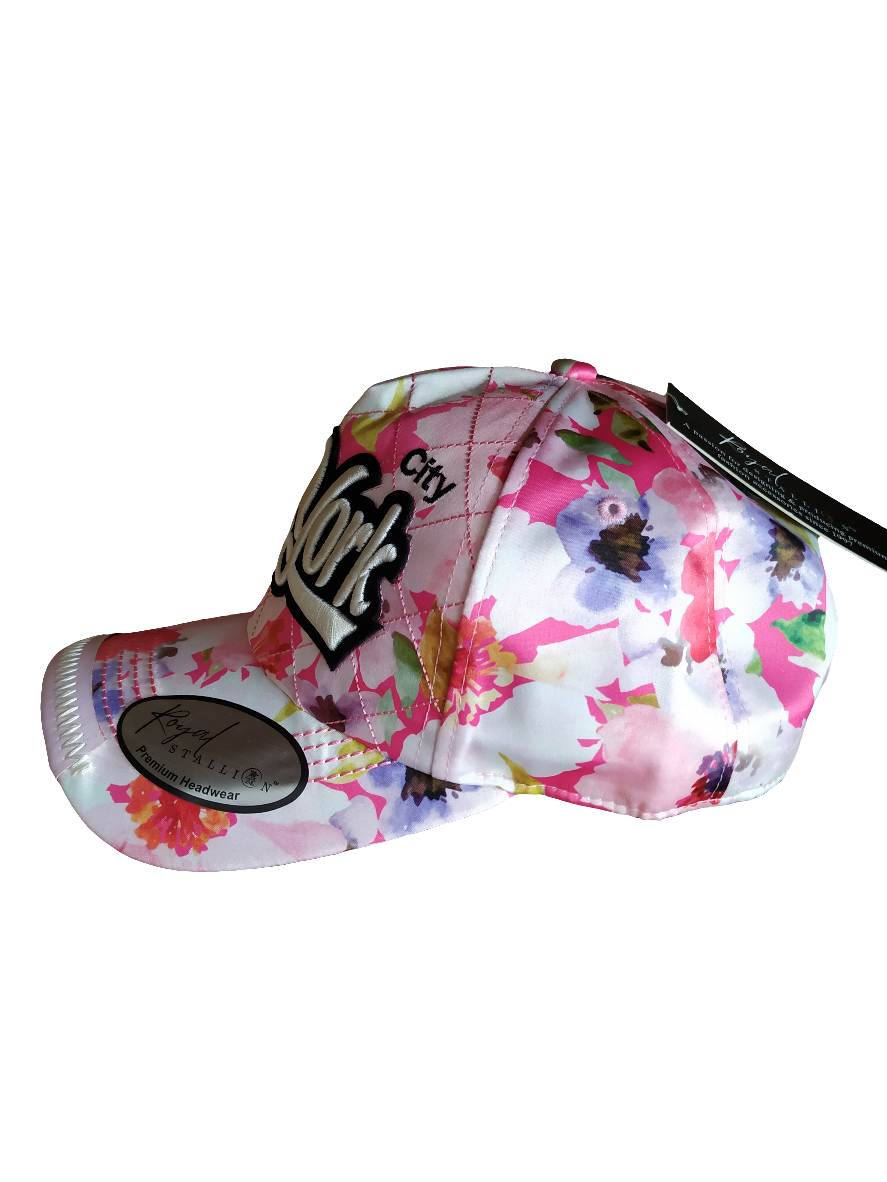 New York Pink Flowers Baseball Cap Adjustable Size Strap