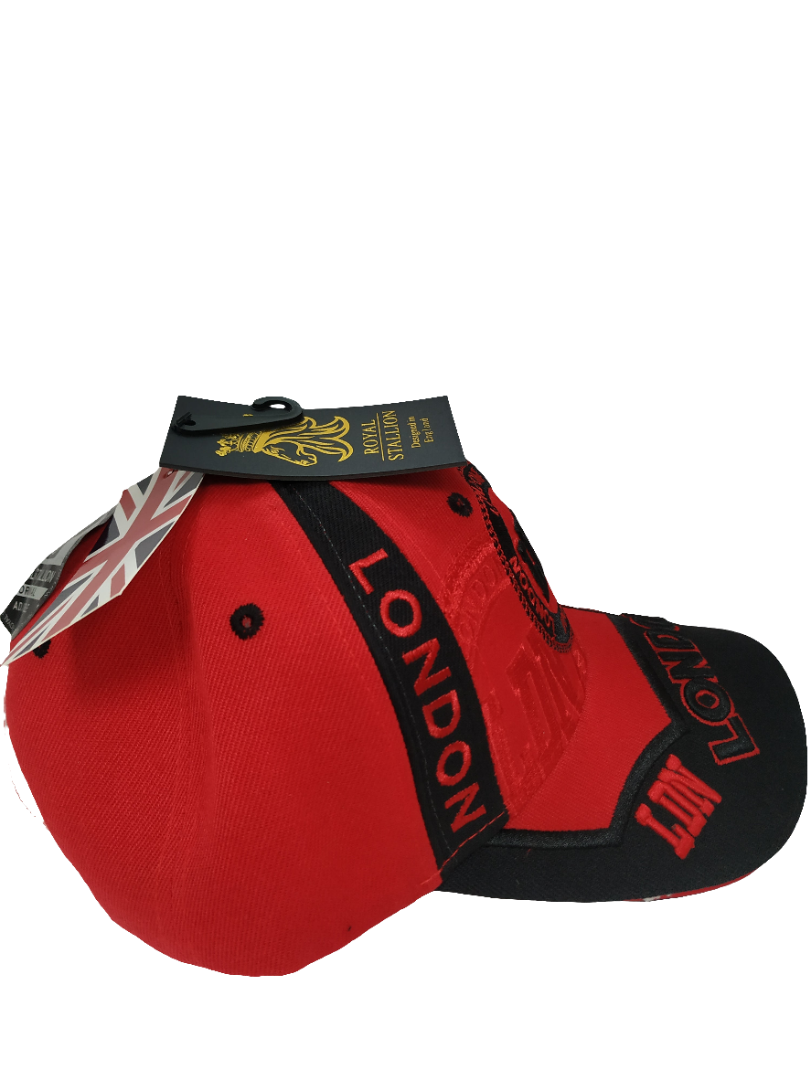 Red Original London Baseball Cap Red Fabric One Size Adjustable Unisex Embroidered Adults