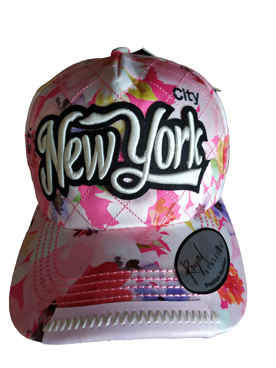 New York Pink Flowers Baseball Cap Adjustable Size Strap