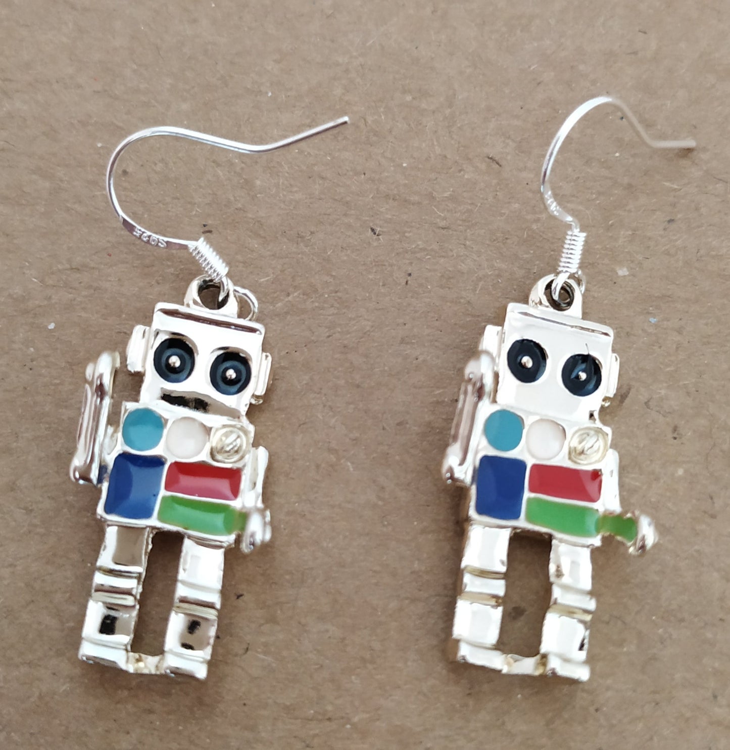 Robot Earrings 925 silver plated hooks Party Promotion Celebration Novelty Earrings