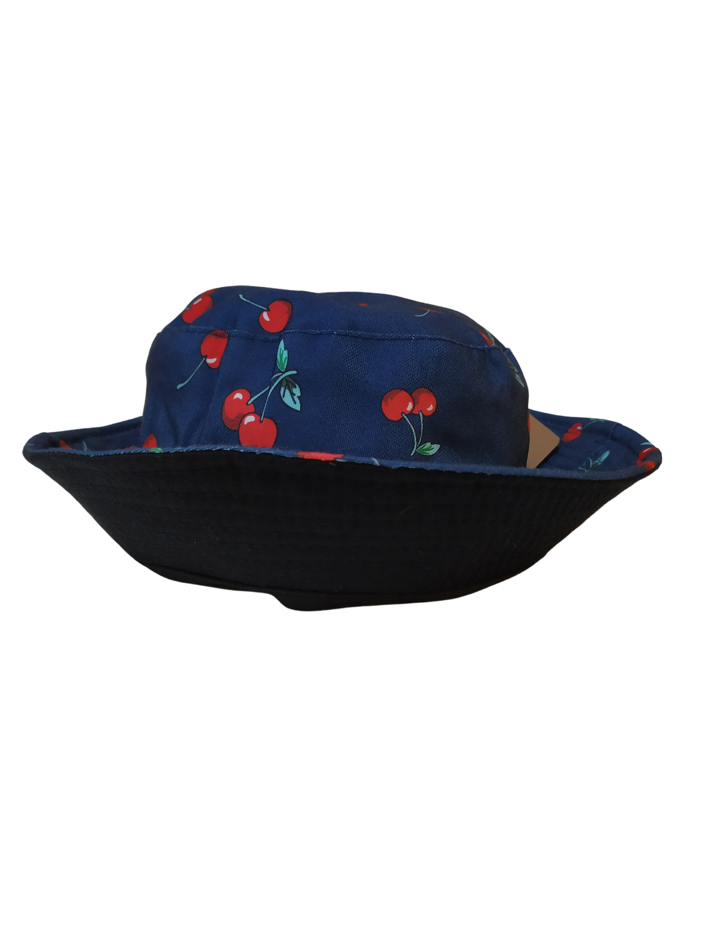 Cherries Blue Bucket Hat Reversible Unisex One size 100% Cotton