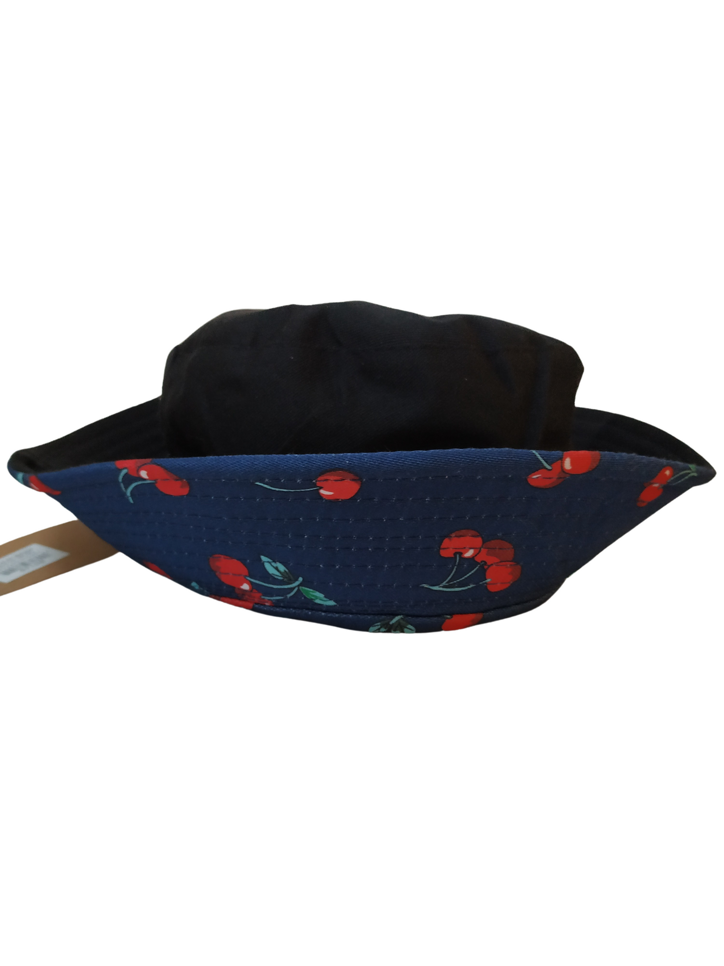 Cherries Blue Bucket Hat Reversible Unisex One size 100% Cotton