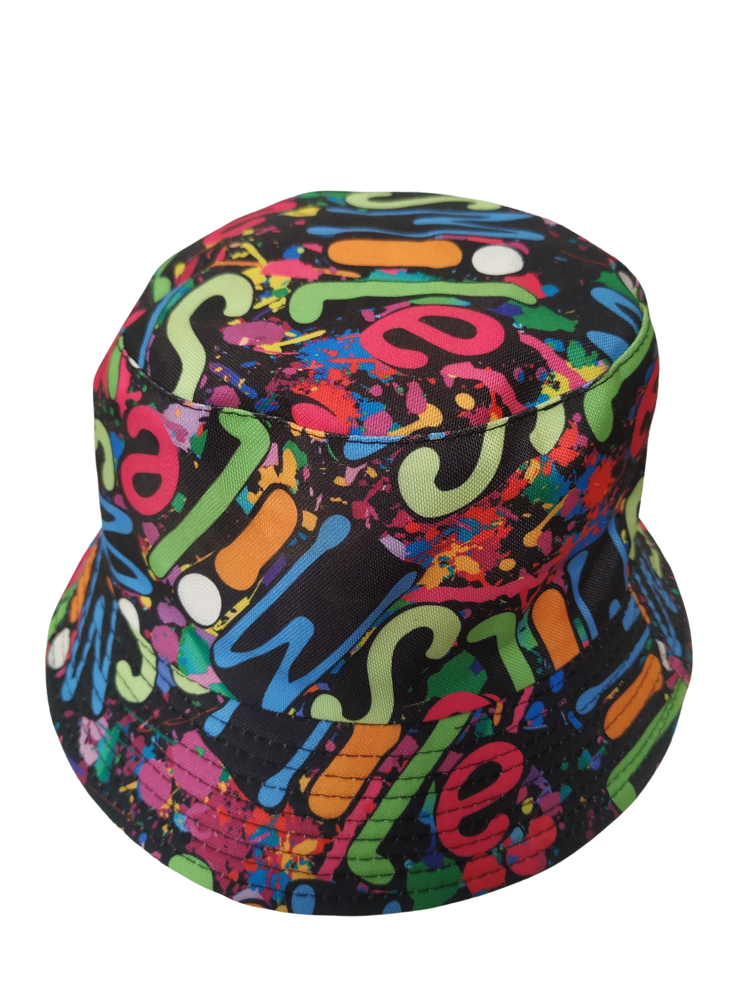 Colourful Graffiti Bucket Hat Reversible Unisex One size 100% Cotton Party Festival Travel Promotion Hat