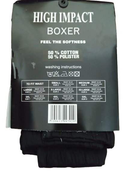 Medium Boxer Shorts Front Button Fly 6 Pack Black