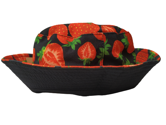 Red Cherries Black Bucket hat reversible Unisex One size