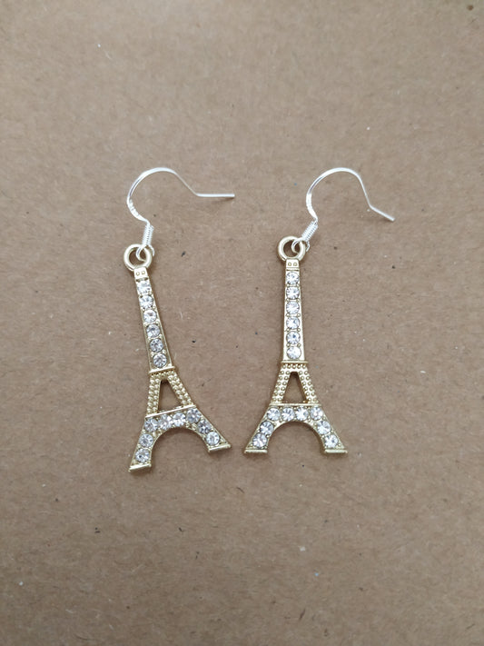 Eiffel Tower Diamante Earrings Stamped S925 Silver plated hooks Party Promotion Celebrations Novelty Earrings