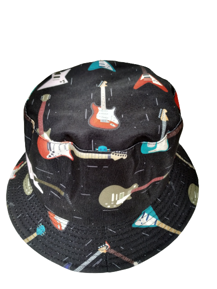 Guitar Bucket Hat Reversible Unisex One size 100% Cotton Party Festival Travel Promotion Hat