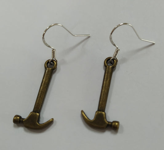 Hammer Earrings Stamped S925 Silver Plated Hooks Party Promotion Celebrations Novelty Earrings