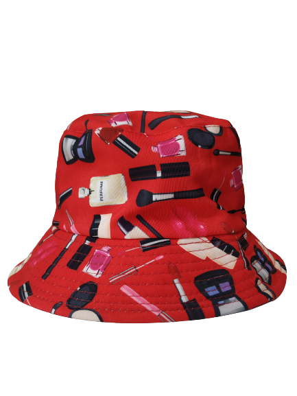 Makeup Perfume Red Bucket hat Revisable Ladies One size 100% Cotton Party Promotion