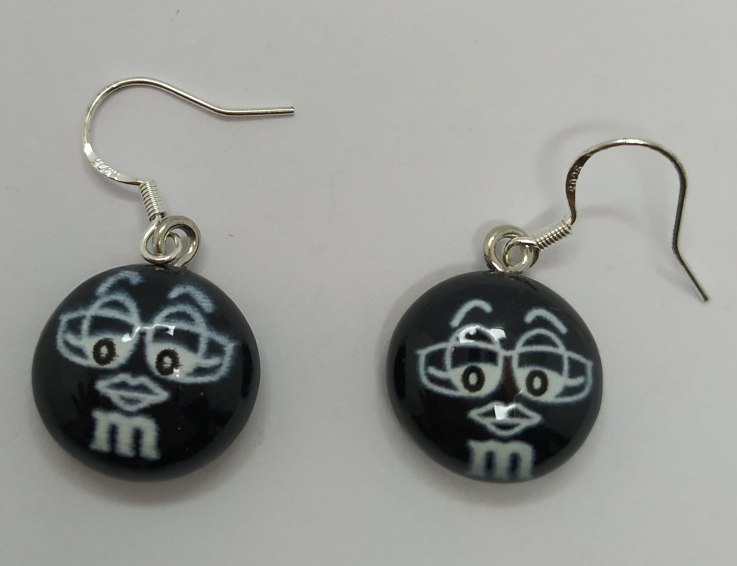 MM Black Earrings Stamped S925 Silver Plated Hooks Novelty Party Design Celebrations