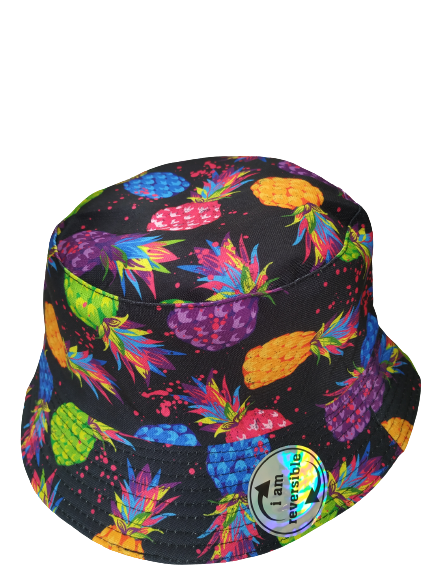 Pineapple Black Bucket hat reversible Unisex One size