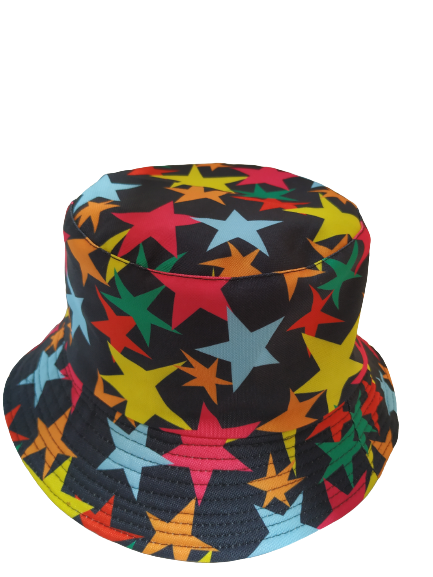 Colour Stars Black Bucket hat reversible Unisex One size 100% Cotton Party Festival Travel Promotion Hat