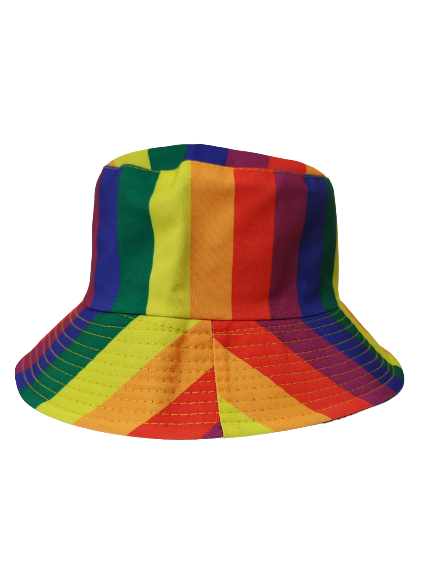 Rainbow Stripe Bucket hat reversible Unisex One size 100% cotton Summer Party Festival