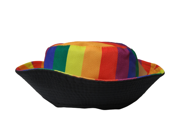 Rainbow Stripe Bucket hat reversible Unisex One size 100% cotton Summer Party Festival